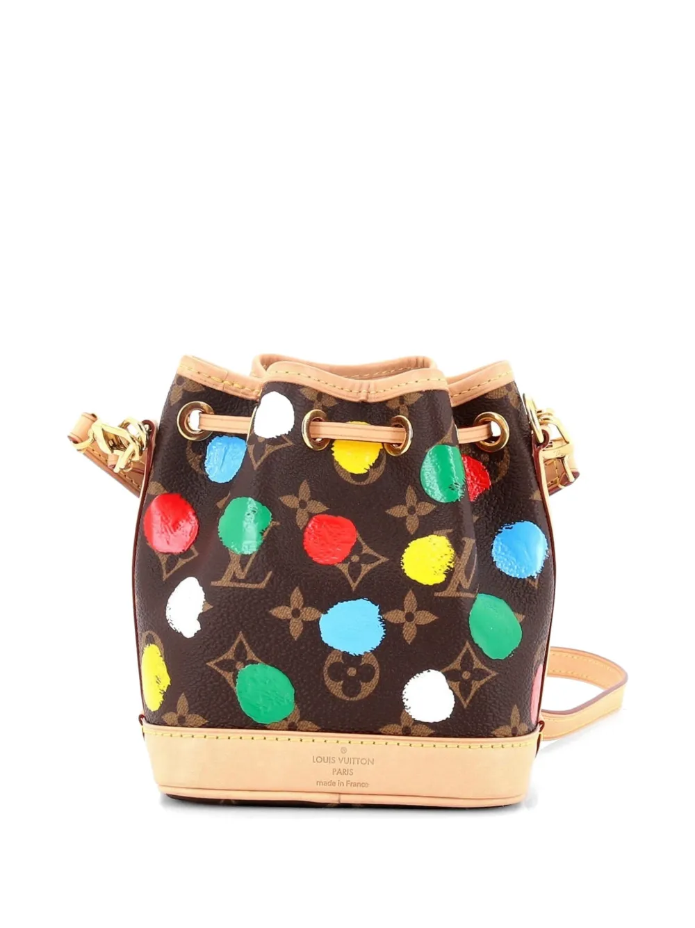 Noe Nm Handbag Yayoi Kusama Painted Dots Monogram Canvas Nano Bucket Bag