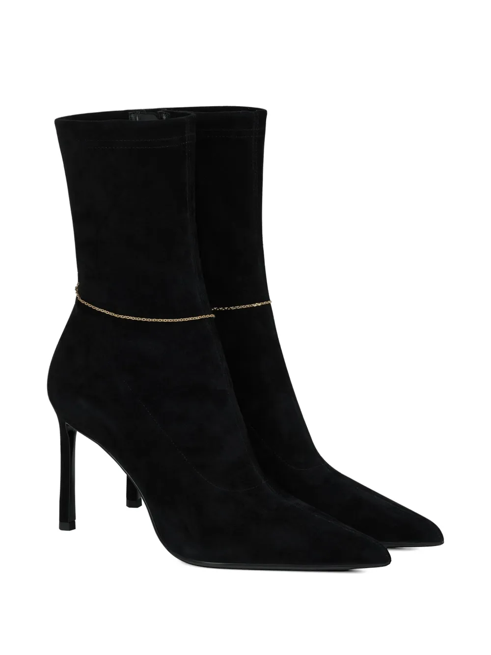  Potamy Chain Detail Suede Boots - Black 