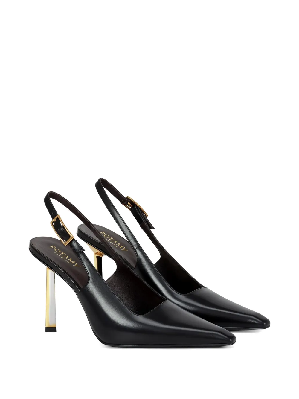 POTAMY Leren pumps met gesp Zwart