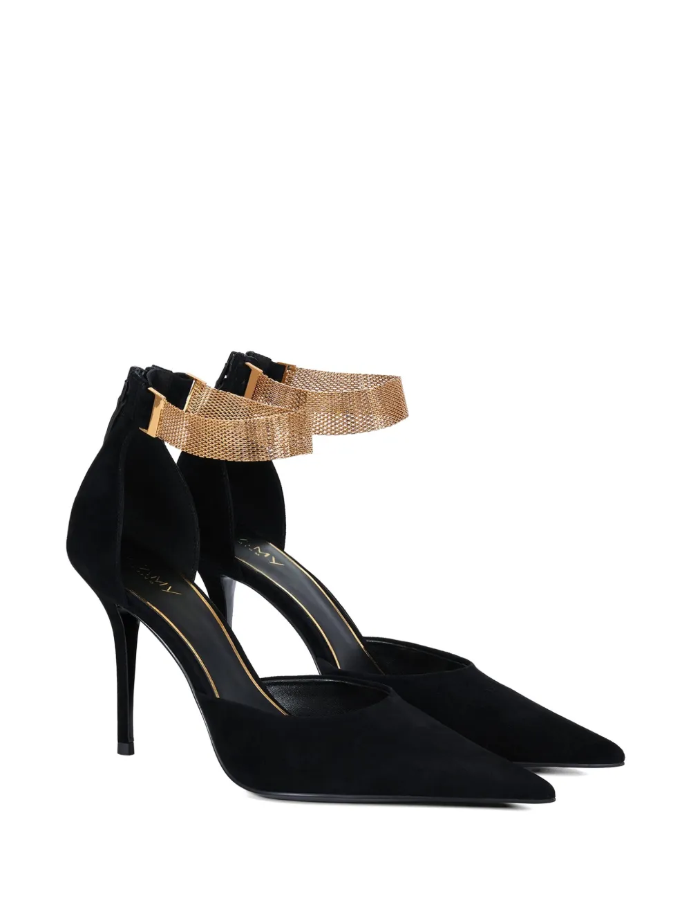 POTAMY Suède pumps met enkelbandje Zwart