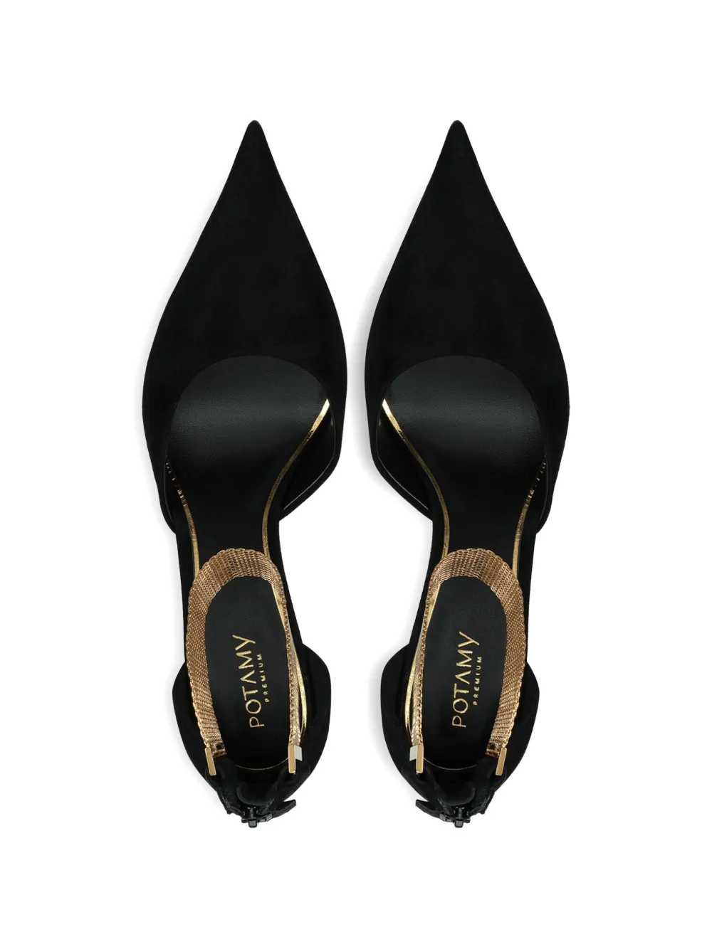 POTAMY Suède pumps met enkelbandje Zwart