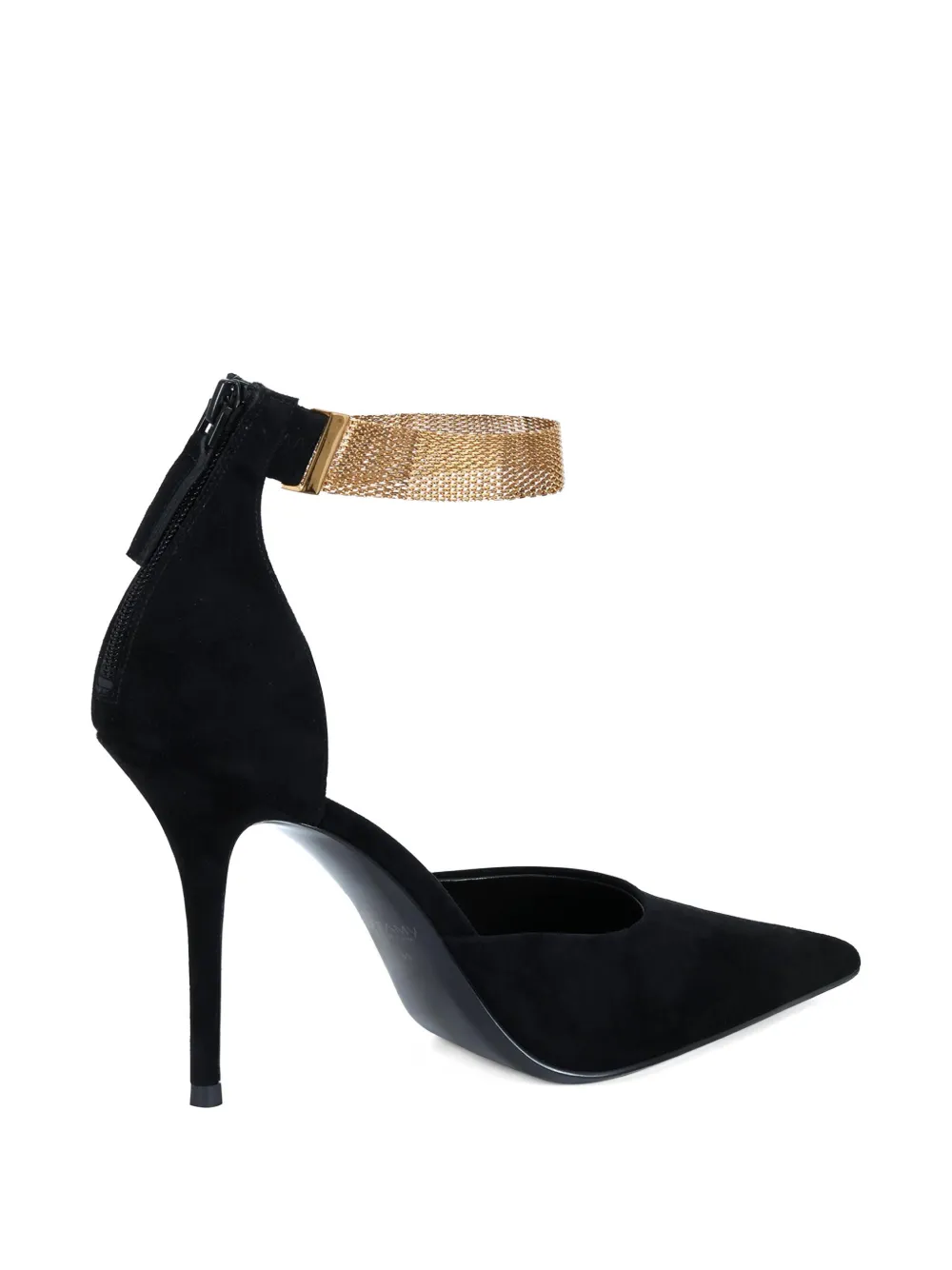 POTAMY Suède pumps met enkelbandje Zwart