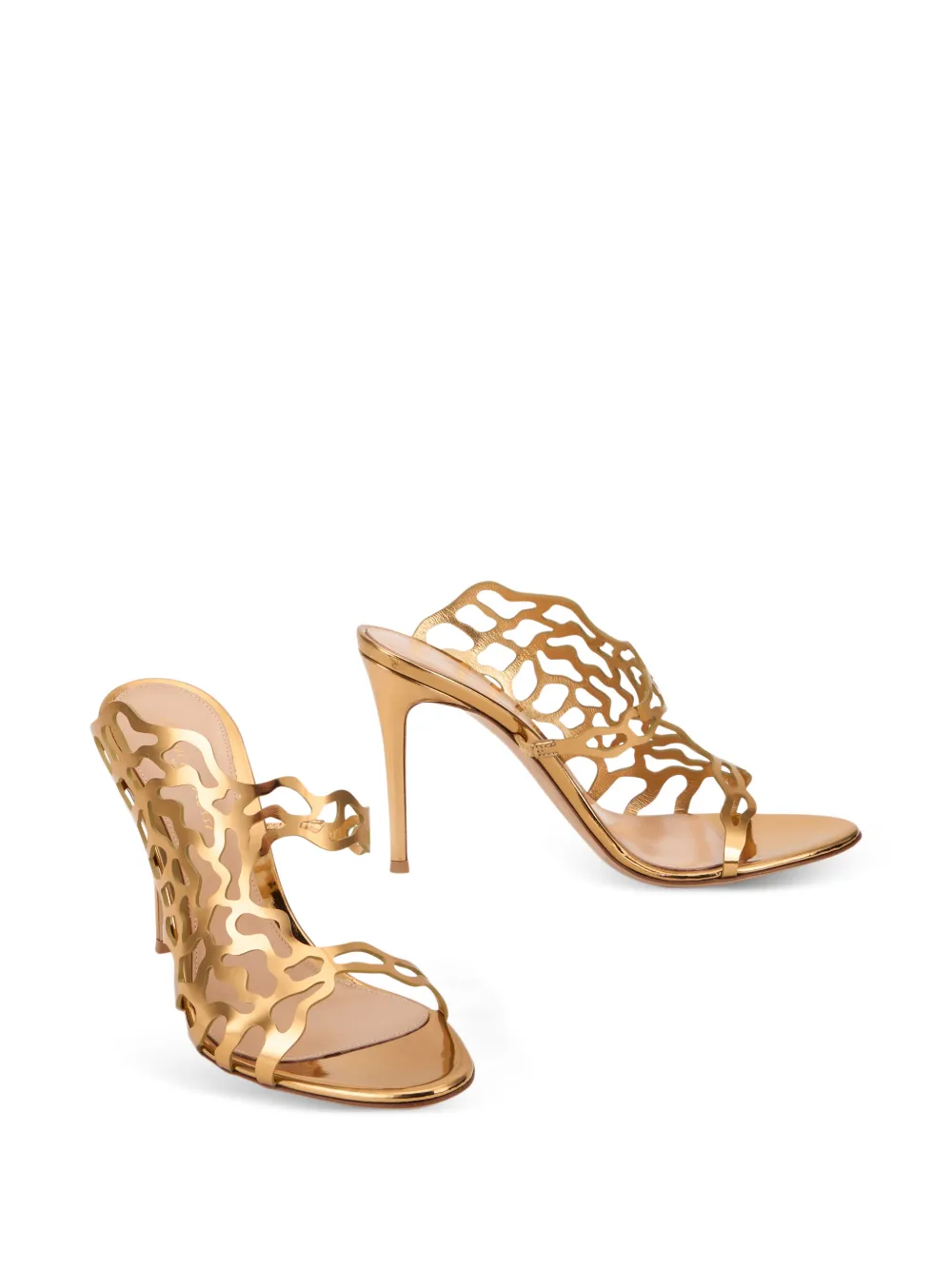 Gianvito Rossi cut-out metallic sandals Goud