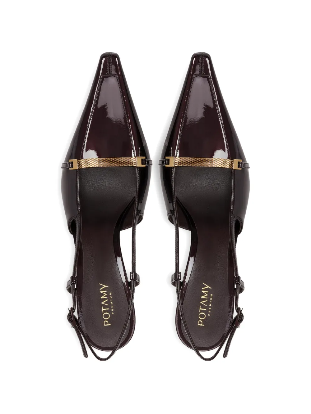 POTAMY Leren pumps met gesp Bruin