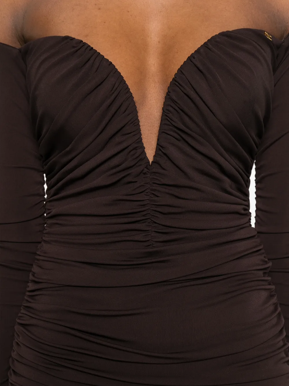 Elisabetta Franchi Jurk en ruches Bruin