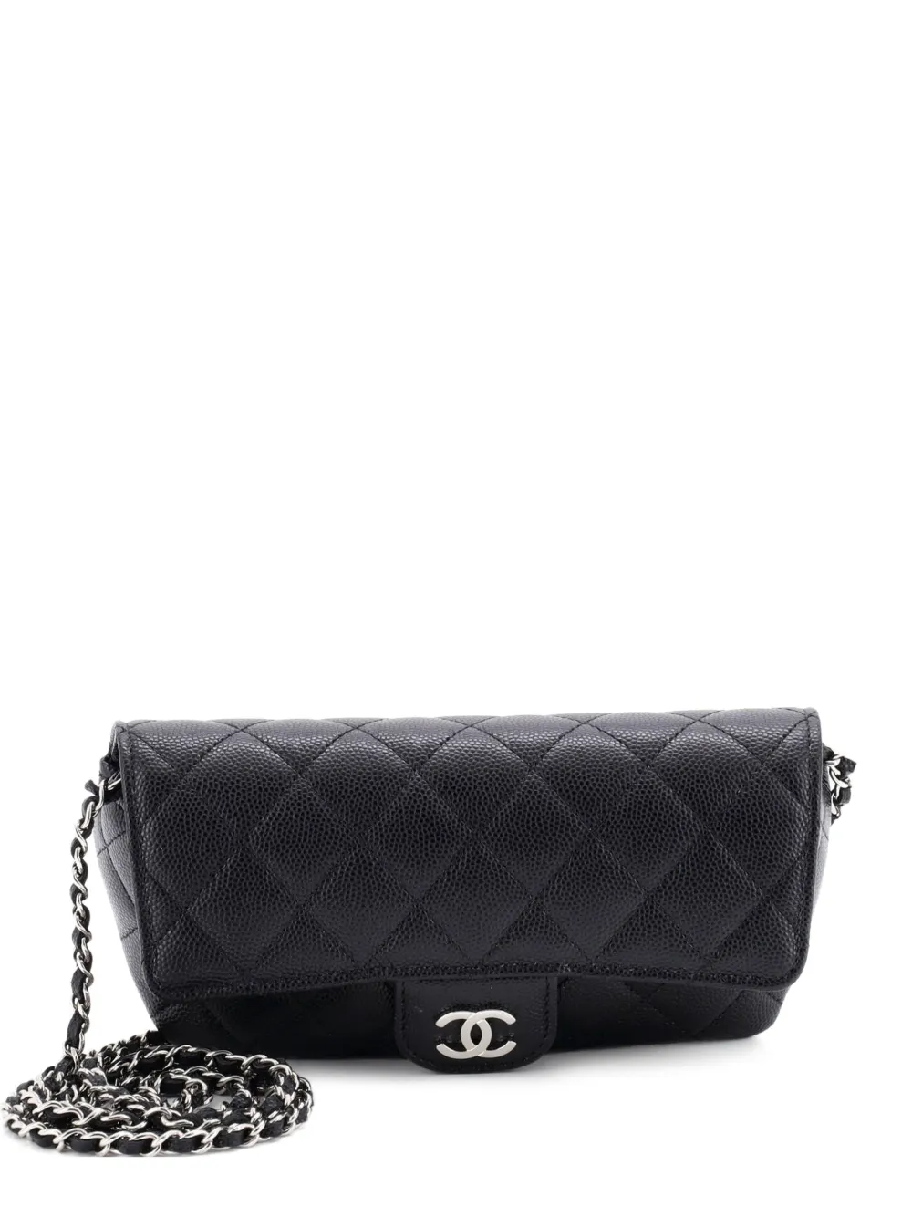 CHANEL Pre-Owned Classic Sunglasses Case with Chain Quilted Caviar clutch bag - Nero