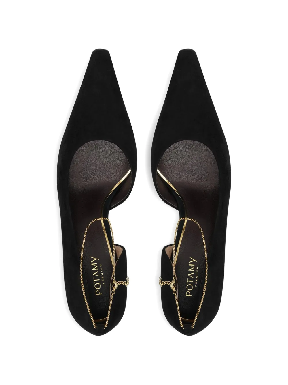 POTAMY Suède pumps met ketting Zwart