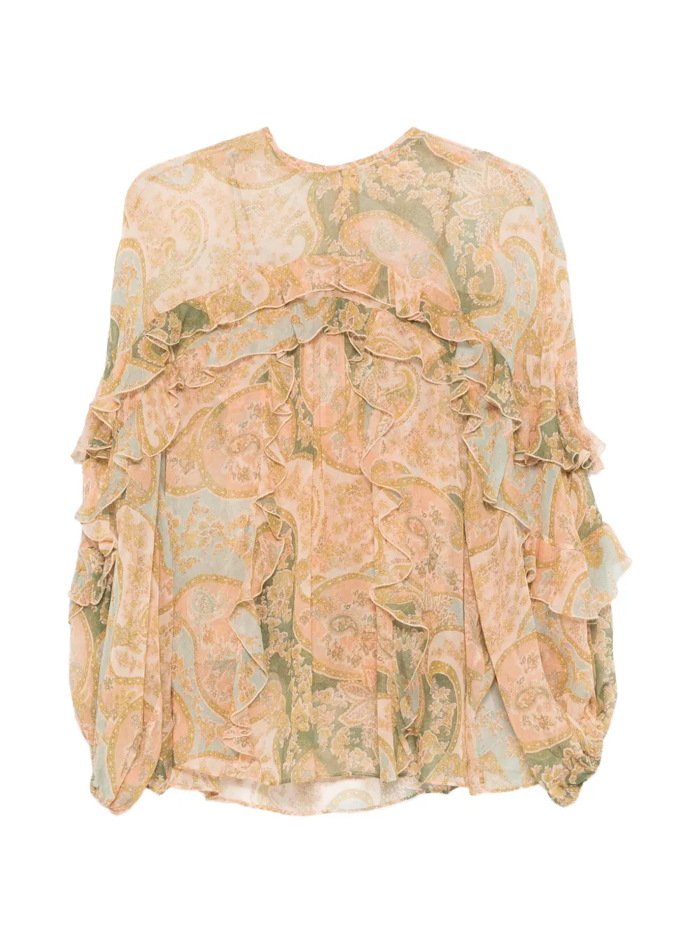 ZIMMERMANN Luna Flutter ruffled paisley blouse - Toni neutri