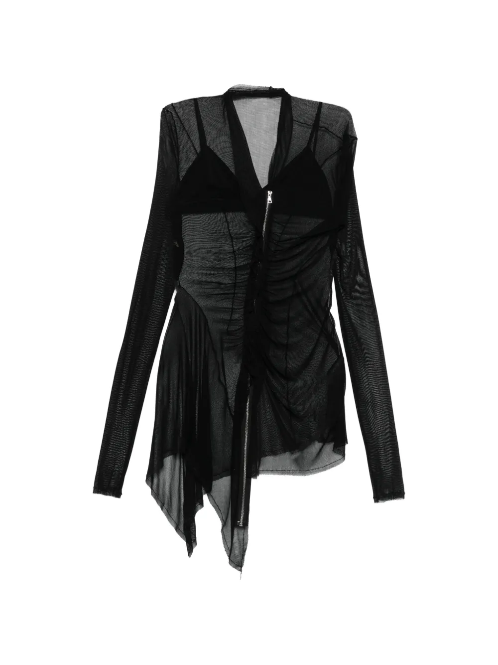 YEHUAFAN zip ruched top - Nero