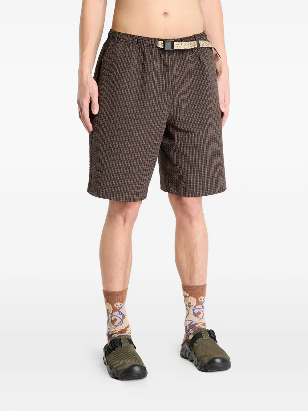 Brain Dead belted shorts - Marrone