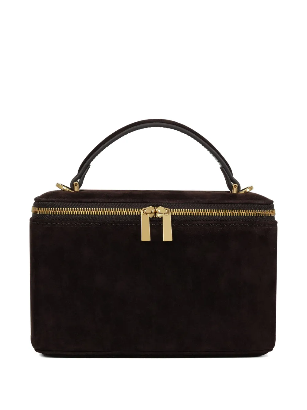 POTAMY zip handle suede mini bag - Marrone