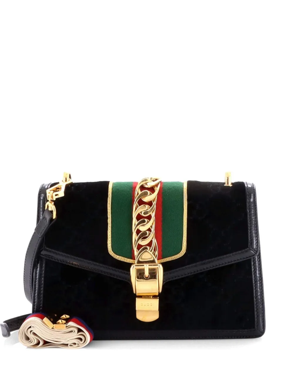 Gucci Pre-Owned Sylvie Shoulder Bag GG Velvet Small crossbody bag - Nero
