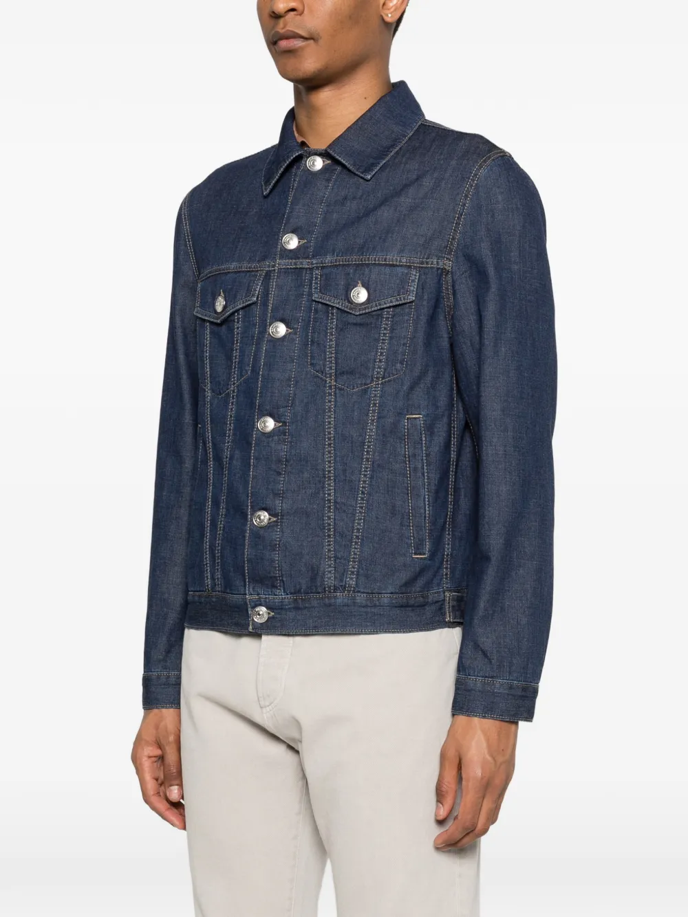  Brunello Cucinelli Button Denim Jacket - Blue 