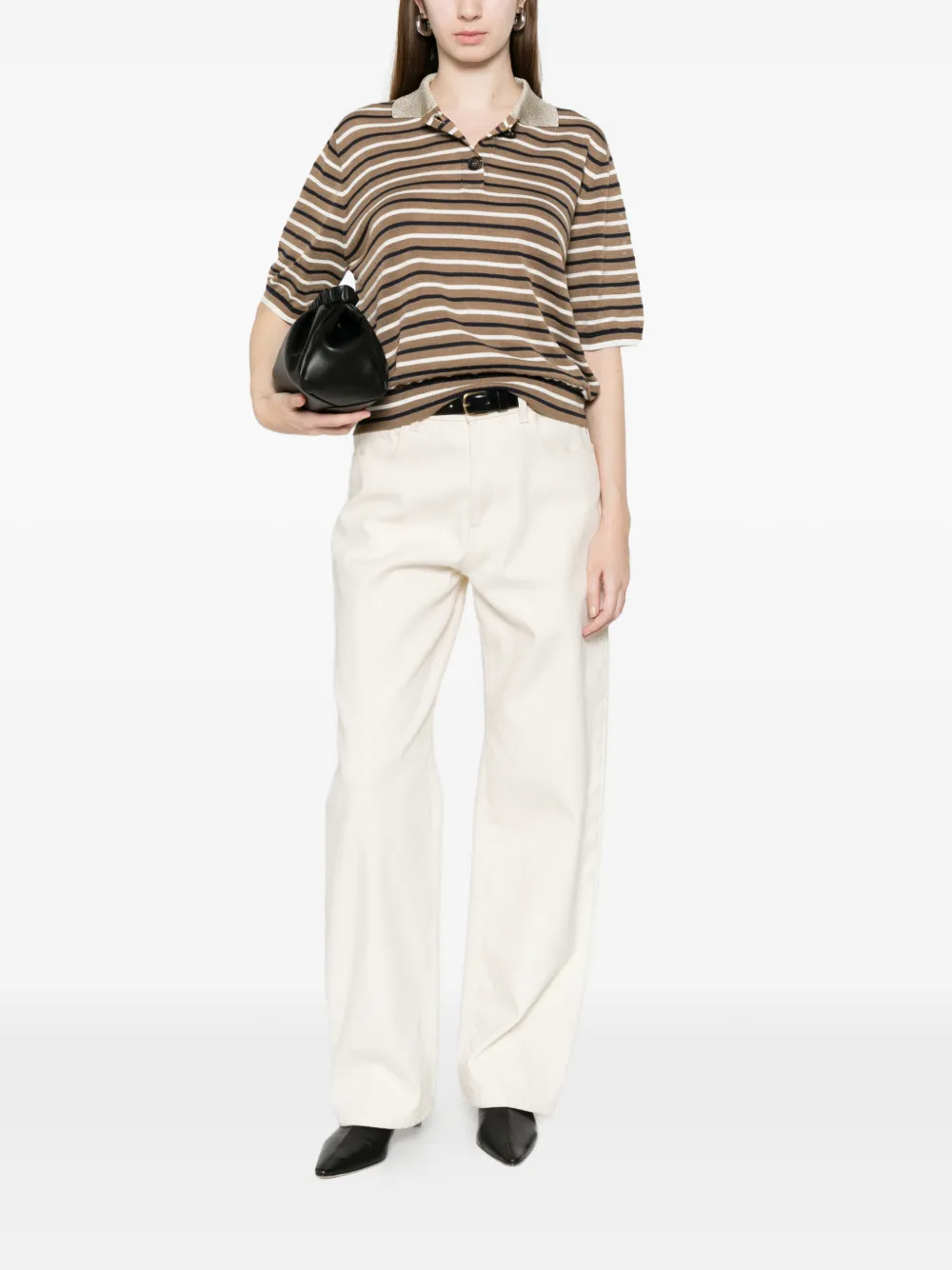 Striped Collared Knitwear
