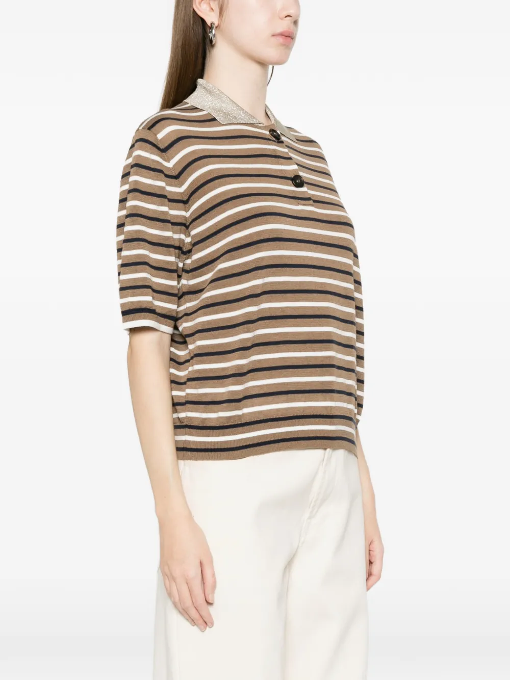 Striped Collared Knitwear