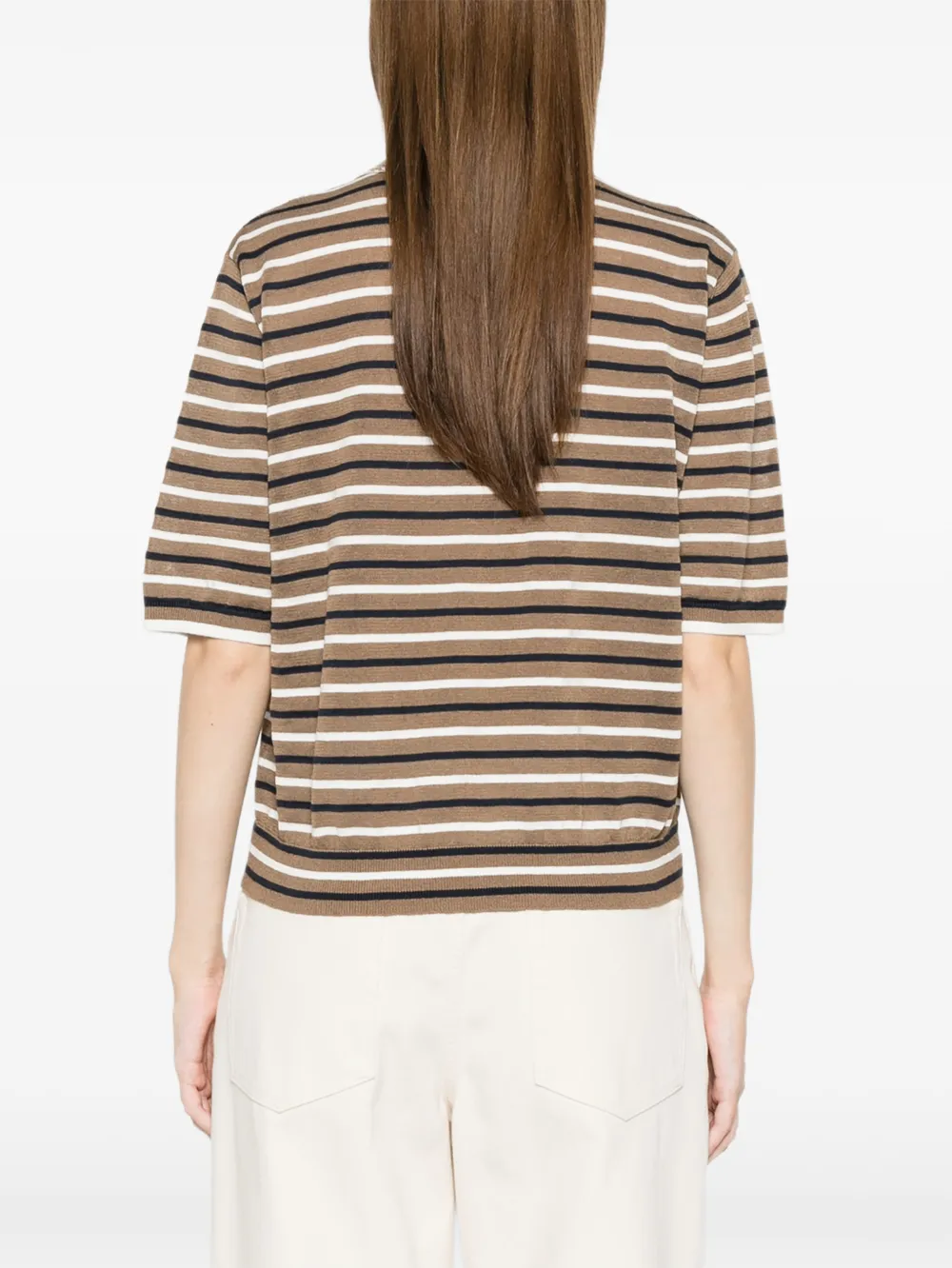 Striped Collared Knitwear