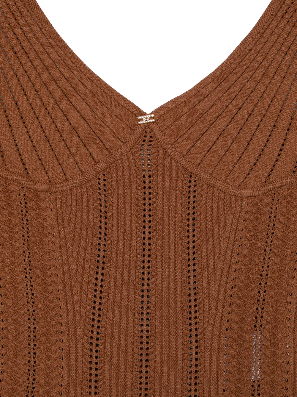  Elisabetta Franchi V-neck Ribbed Bodysuit - Brown 