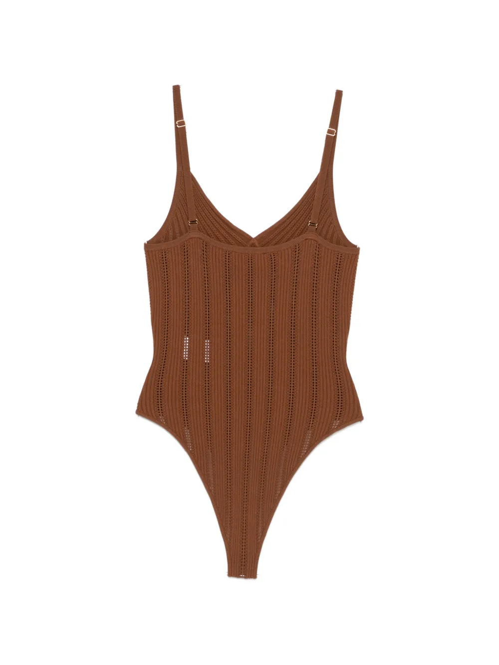 Elisabetta Franchi V-neck Ribbed Bodysuit - Brown 