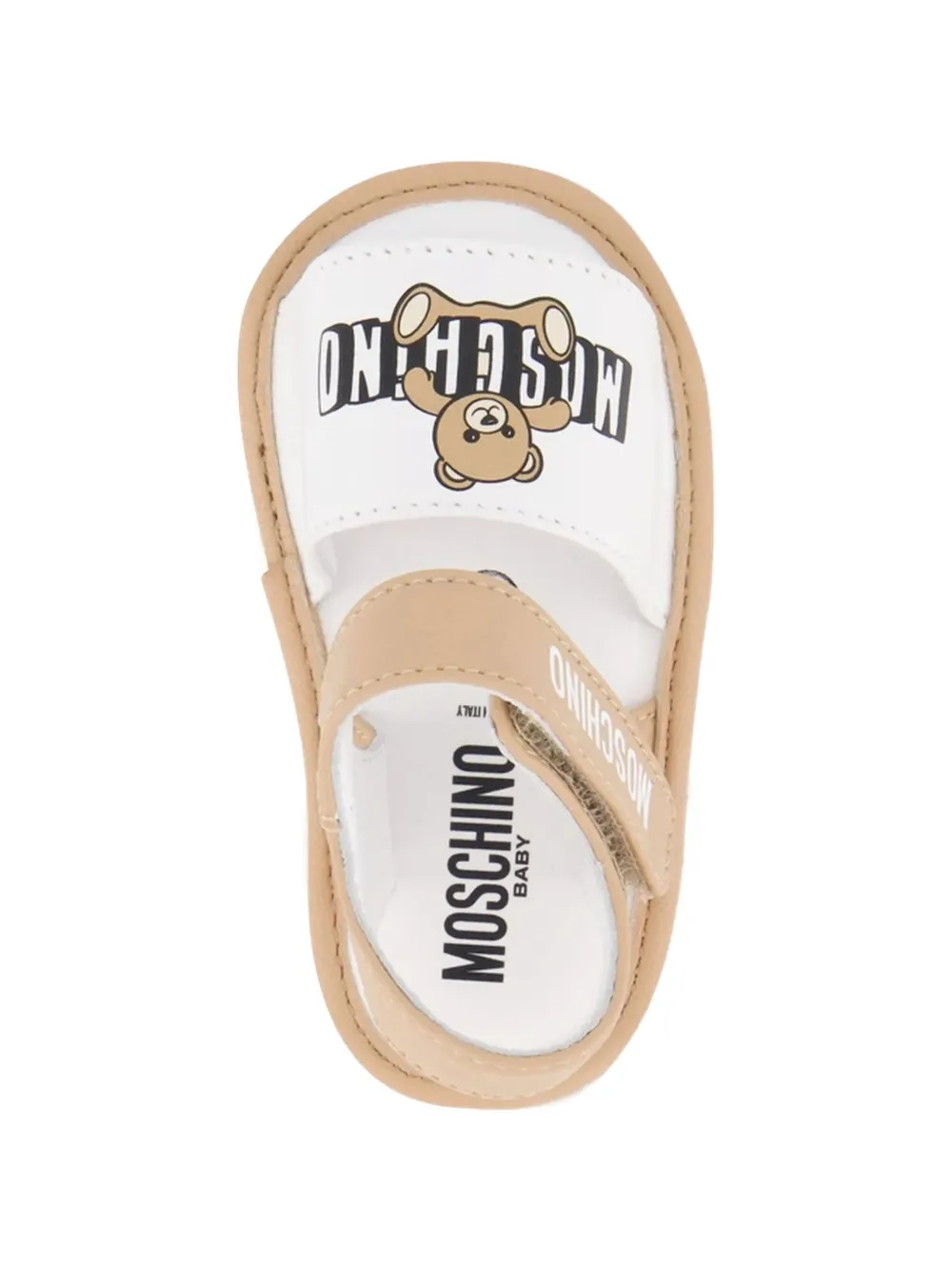 Moschino Kids Sandalen met logoprint Beige