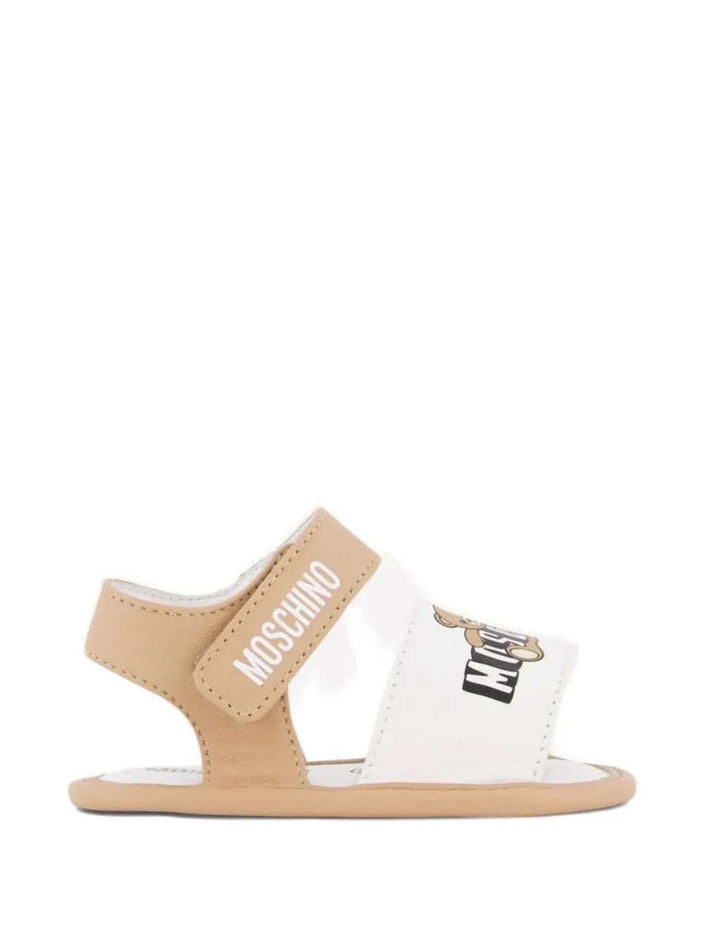 Moschino Kids Sandalen met logoprint Beige