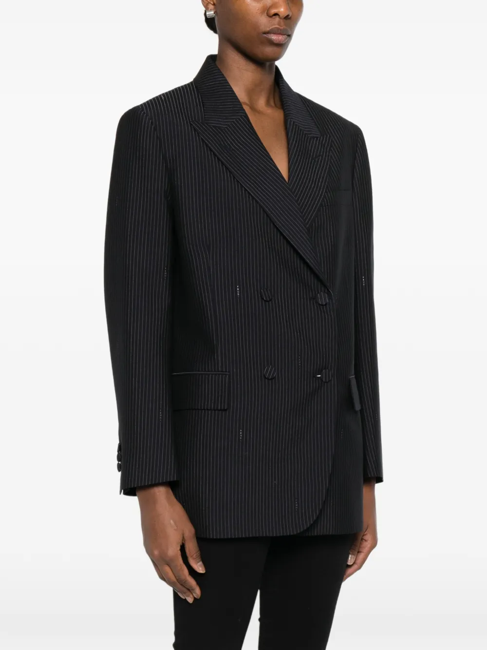 FENDI Blazer met krijtstreep en dubbele rij knopen Blauw