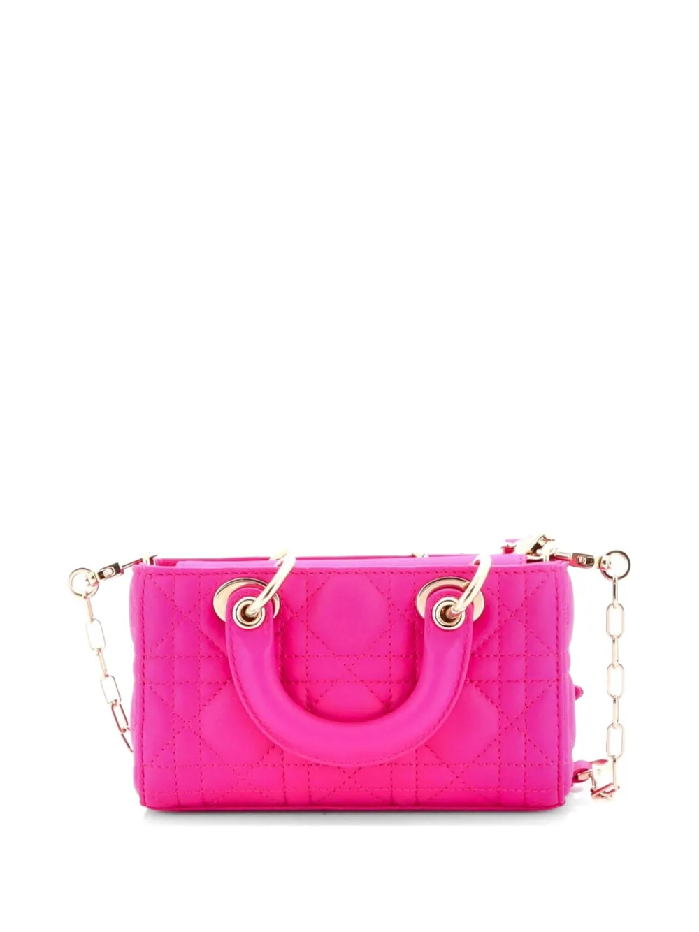  Christian Dior Pre-owned Borsa A Tracolla Lady D-joy Micro In Pelle Di Agnello Trapuntata Con Motivo Cannage - Rosa 