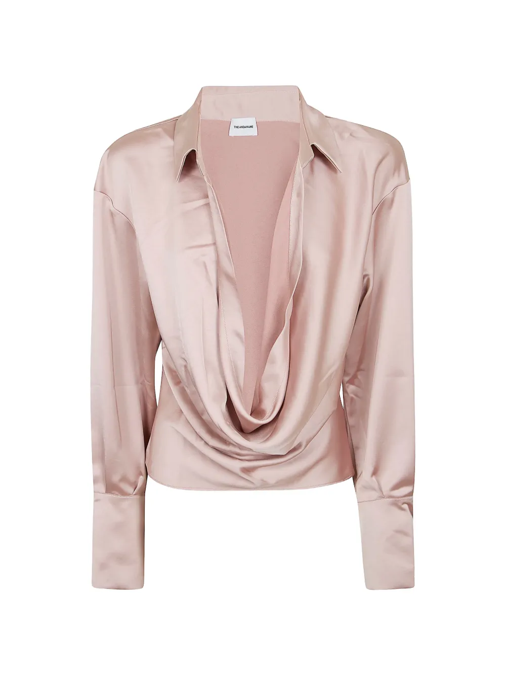THE ANDAMANE Lilia cowl-neck collared blouse - Rosa