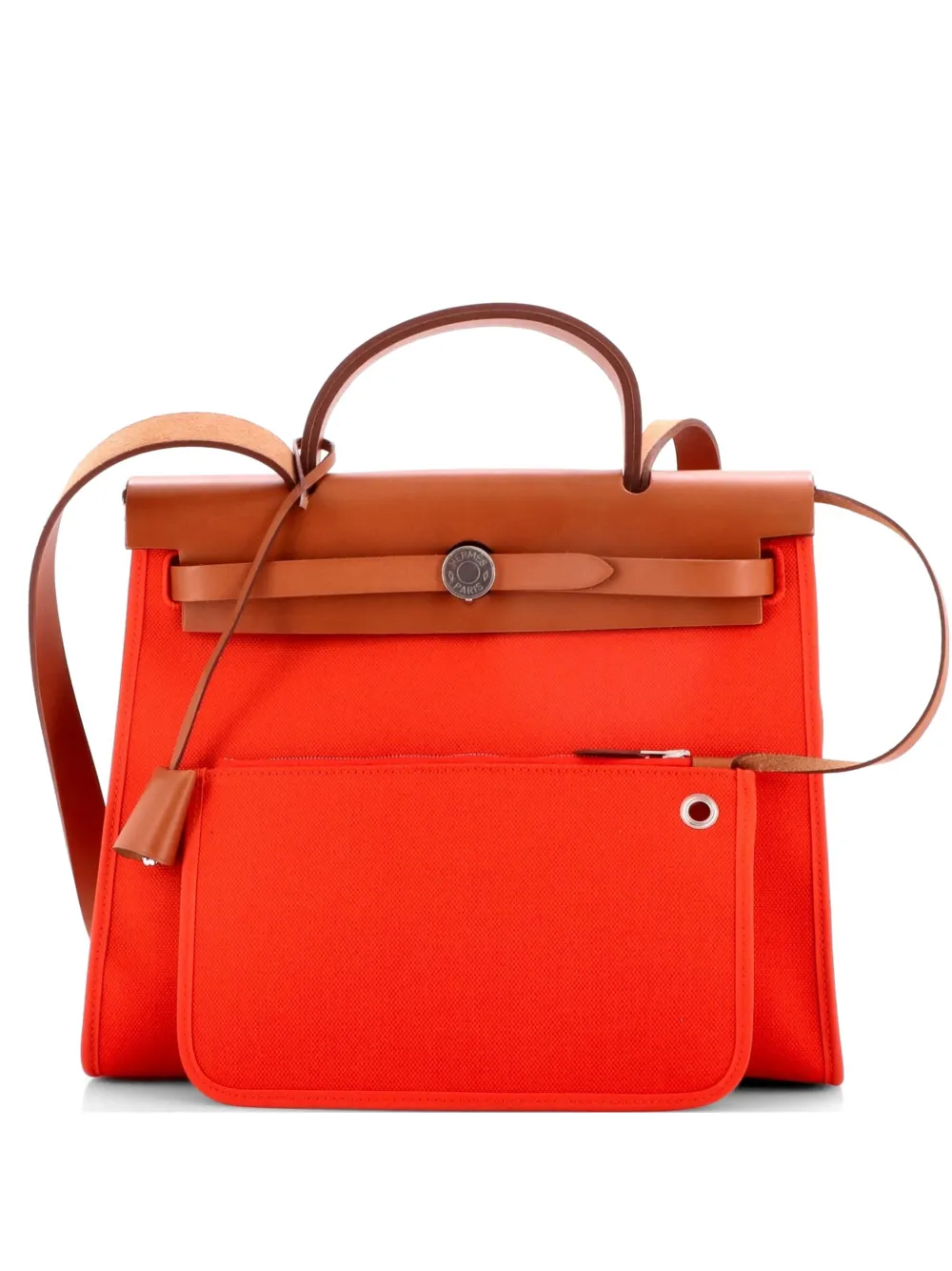 Hermès Pre-Owned Herbag Zip Leather and Toile 31 shoulder bag - Arancione