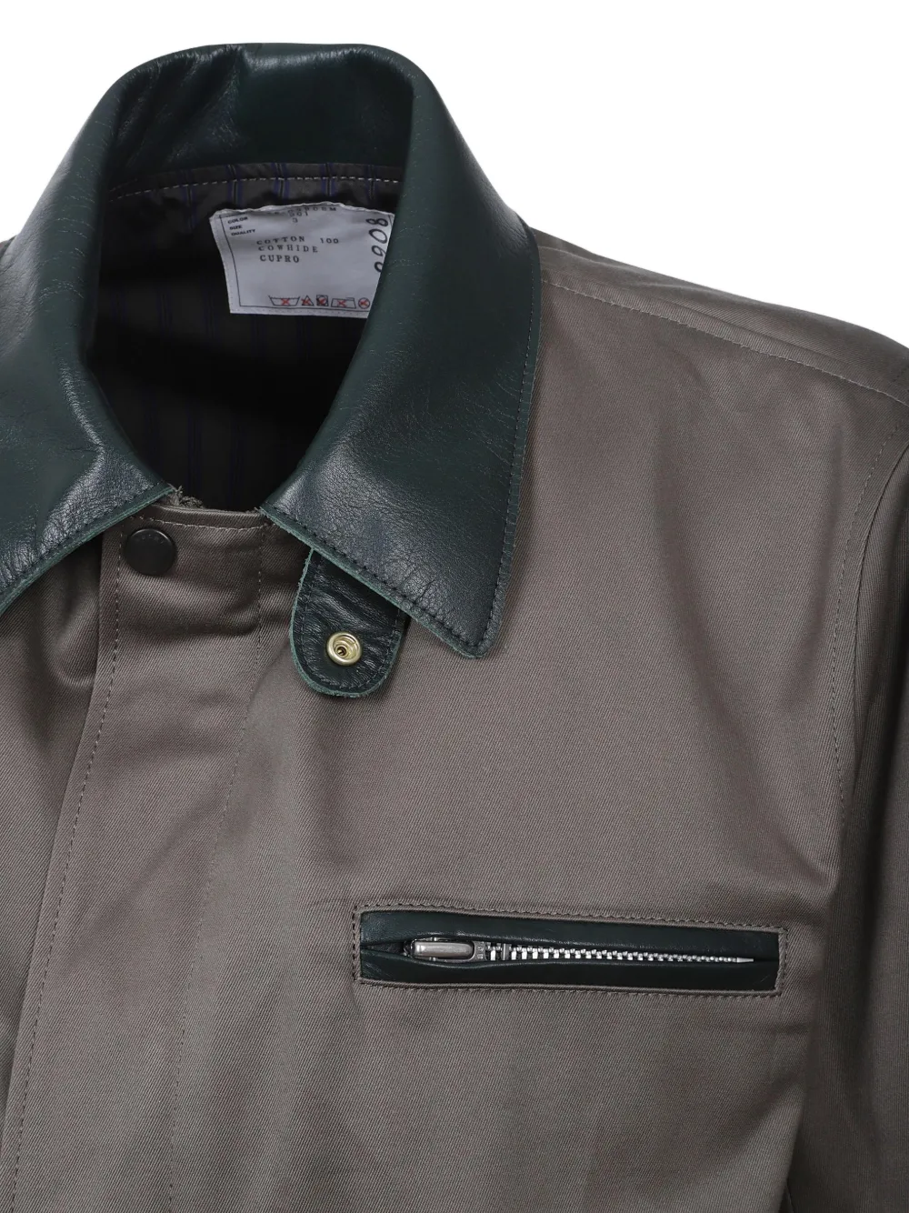  Sacai Leather-collar Shirt Jacket - Grey 