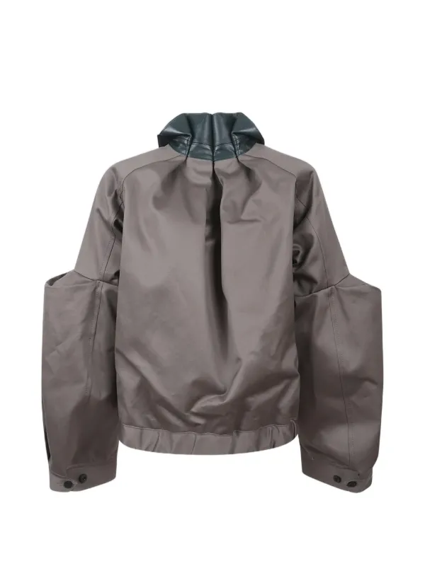 Sacai レザーカラー シャツジャケット | グレー | FARFETCH JP