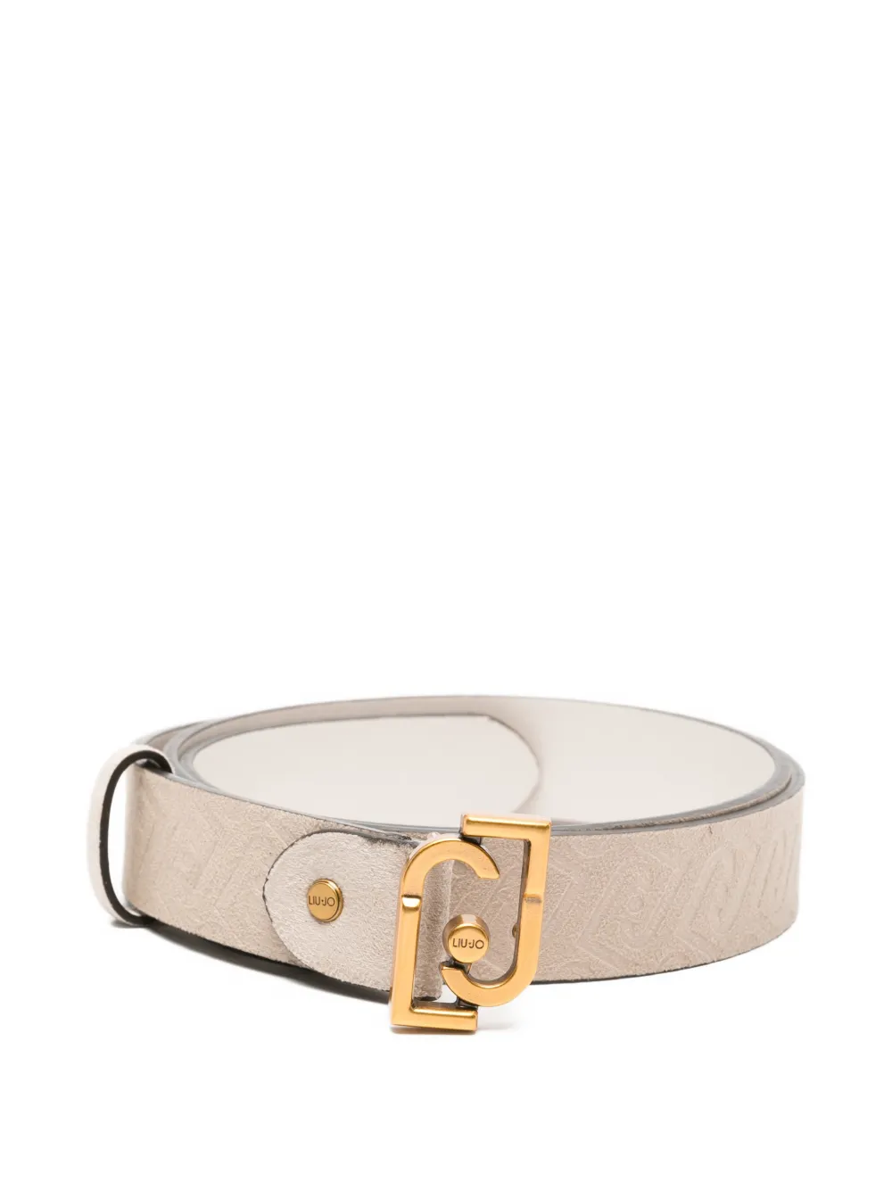 Liu •jo Logo-pattern Buckle Belt In Neutral