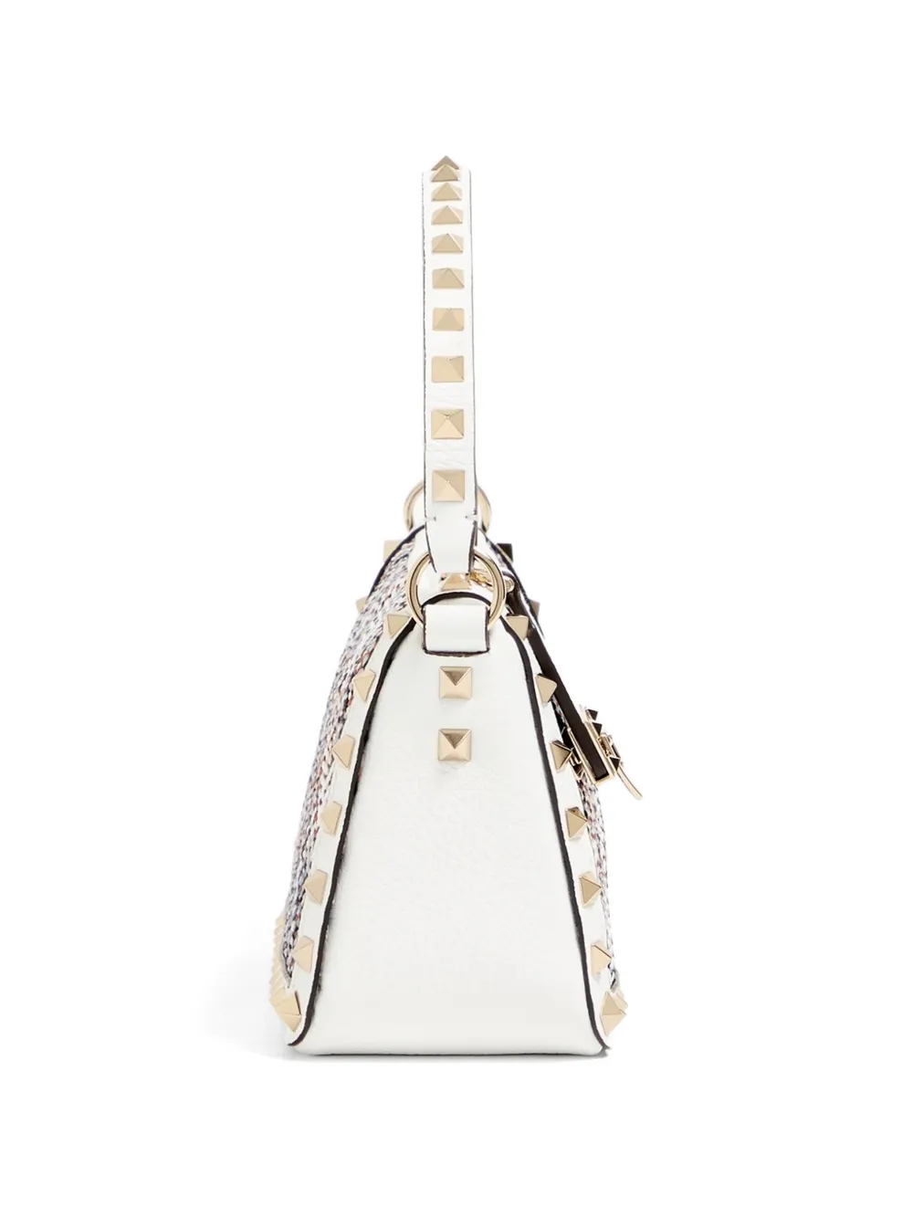 Valentino Garavani Rockstud kleine schoudertas van geweven stof Wit