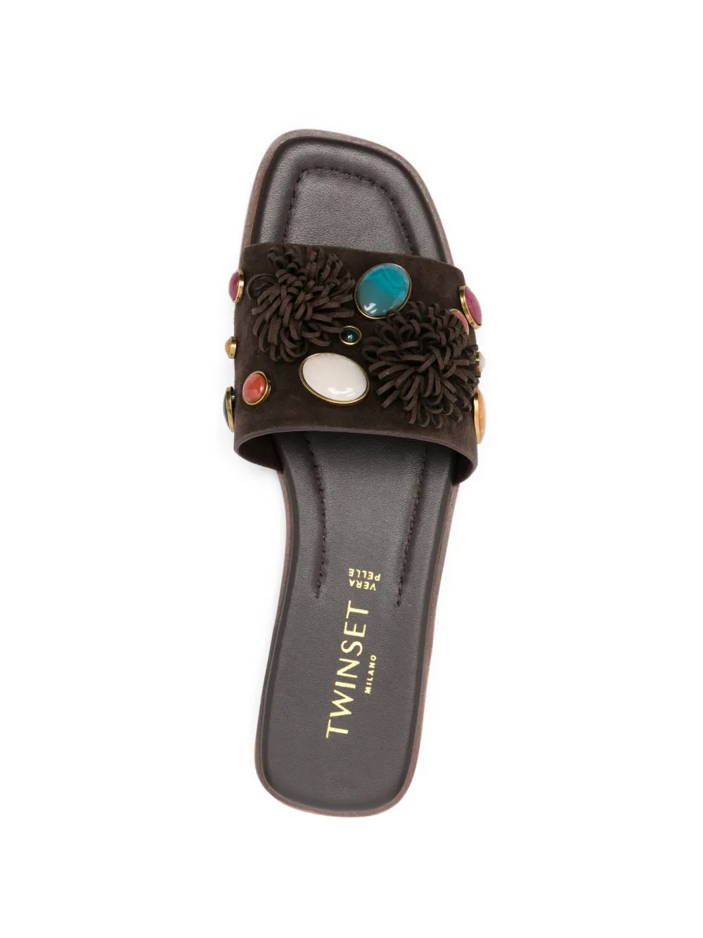 TWINSET embellished pompom sandals Bruin