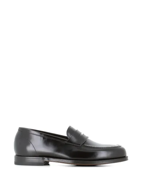 Green George polished penny leather loafers