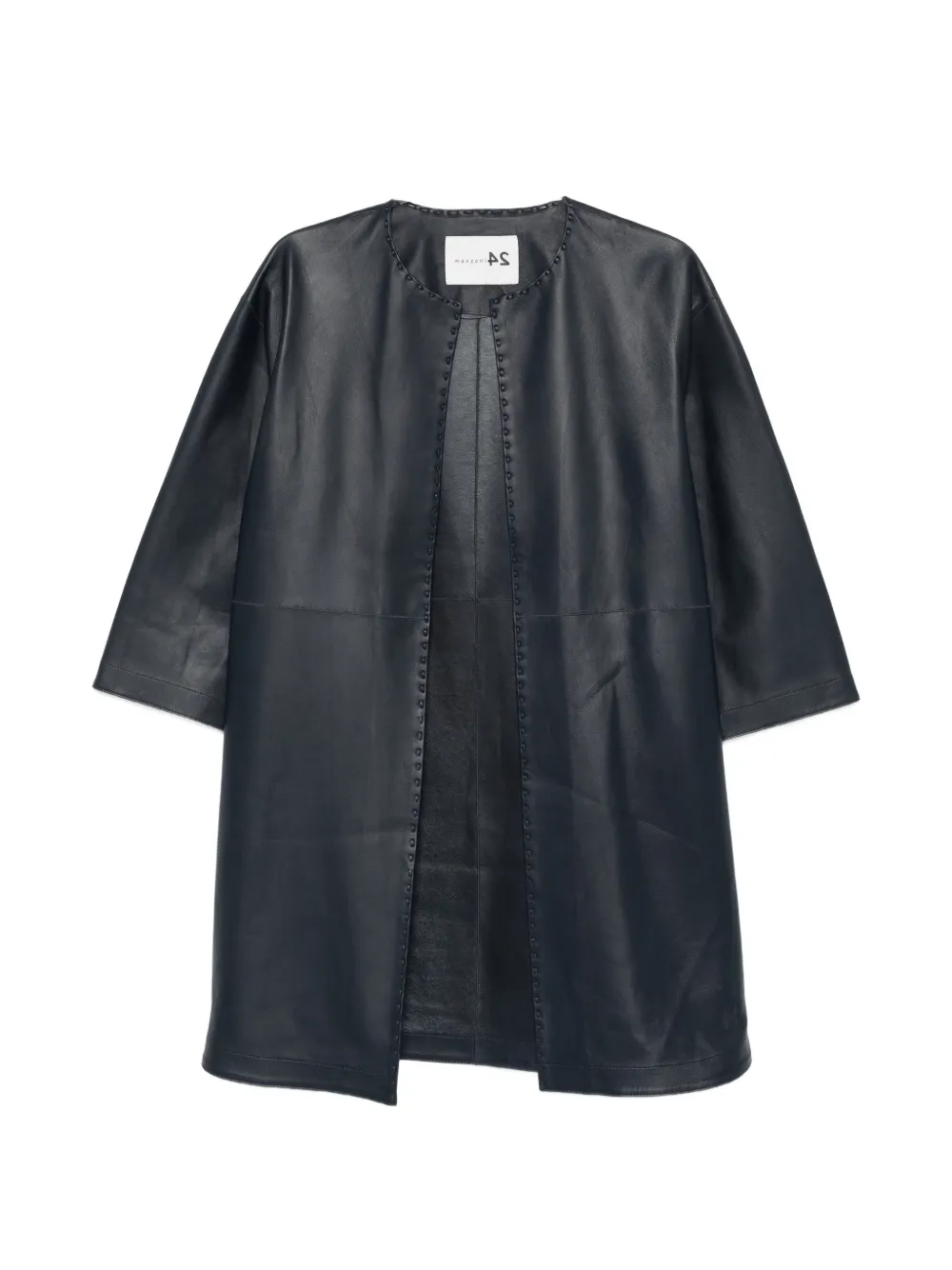 Manzoni 24 open-front leather coat - Blu