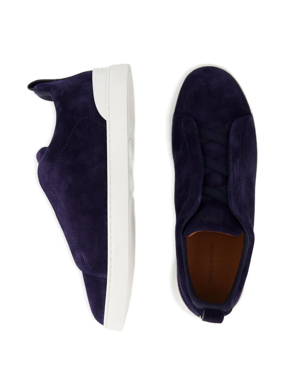 Zegna Low-top suède sneakers met stiksel Paars