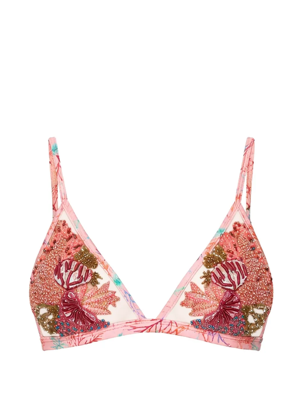 Patbo Seaweed Embellished Bikini Top In Pink