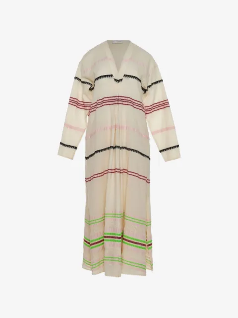 Devotion striped V-neck midi dress