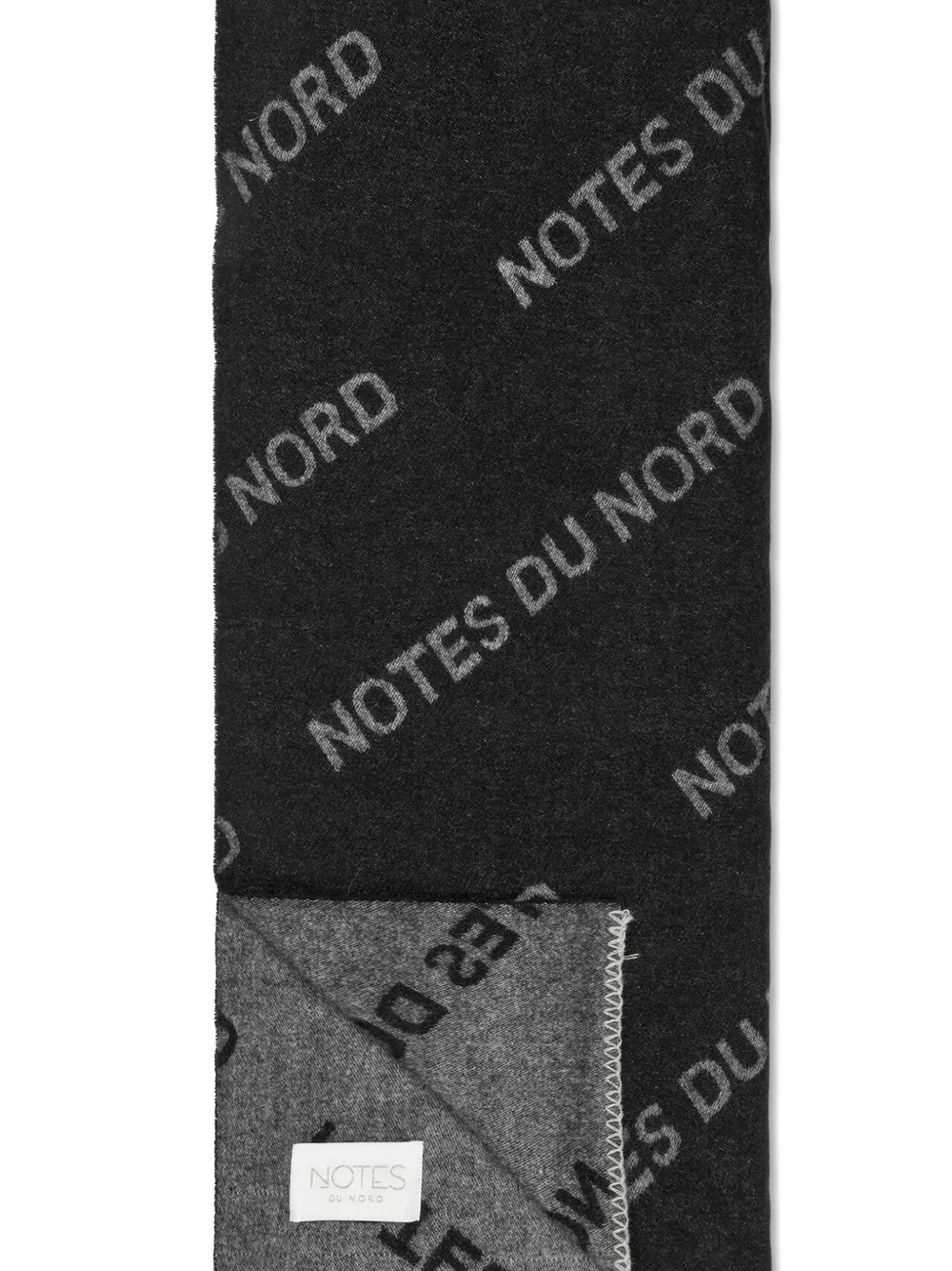  Notes Du Nord Logo-pattern Fringed Scarf - Black 