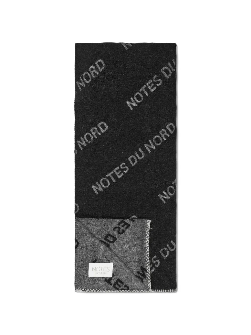 Notes du Nord logo-pattern fringed scarf - Nero