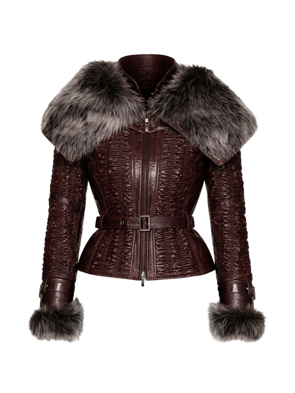 KNWLS smocked fur jacket - Marrone