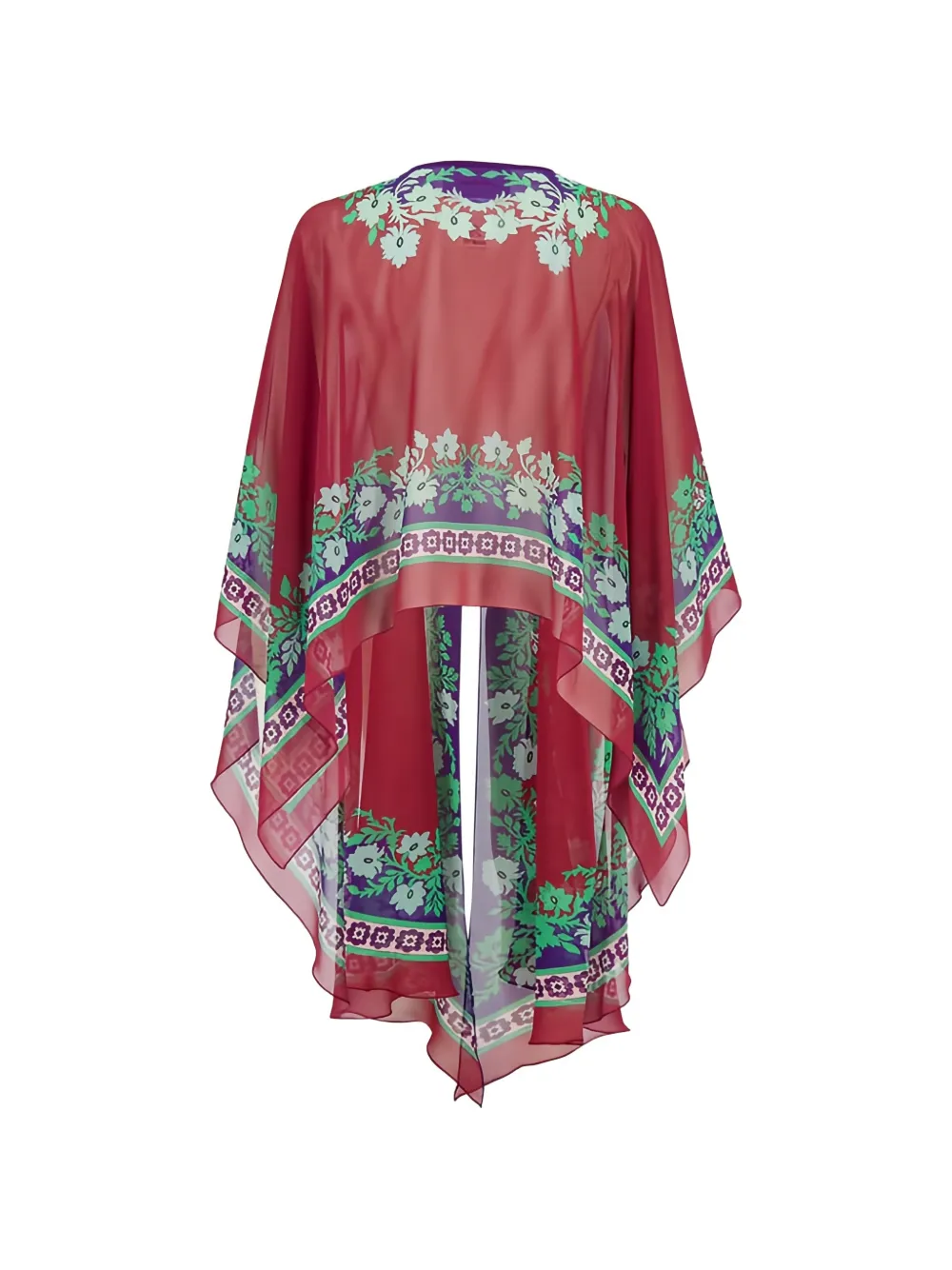  La Doublej Maria Floral-print Cape - Red 