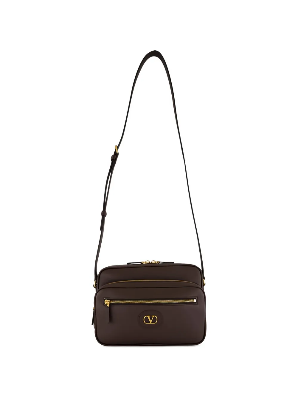  Valentino Garavani Camera Leather Shoulder Bag - Brown 