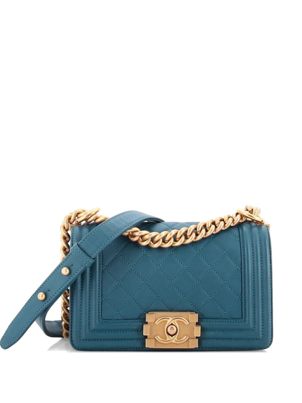 CHANEL Pre-Owned Boy Flap Bag Quilted Lambskin Small crossbody bag - Blu