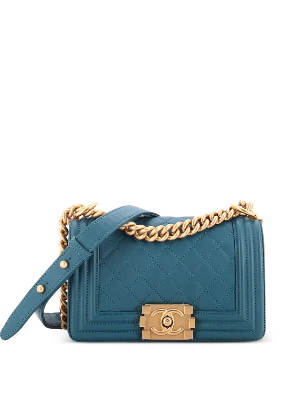 CHANEL Pre-Owned Boy Flap Bag Quilted Lambskin Small crossbody bag - Blu