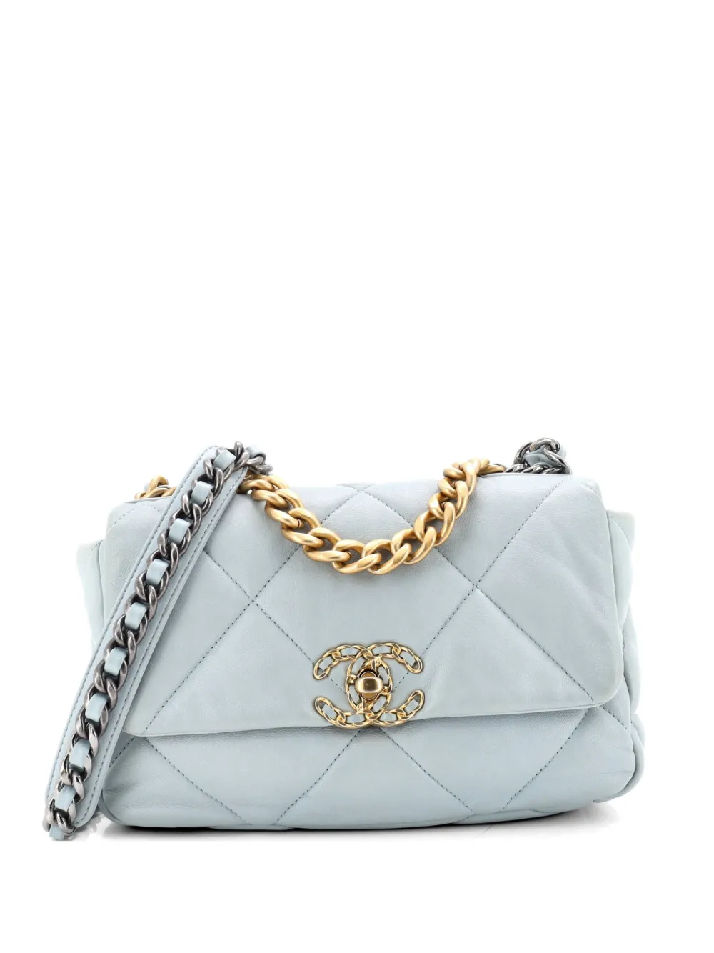 CHANEL Pre-Owned 19 Flap Bag Quilted Leather Medium crossbody bag - Blu