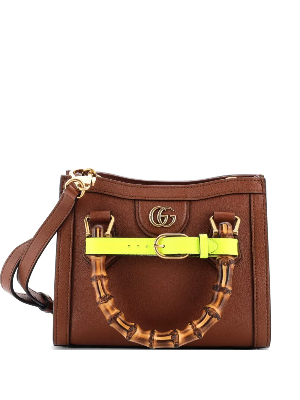 Gucci Pre-Owned Diana NM Bamboo Handle Tote Leather Mini crossbody bag - Marrone