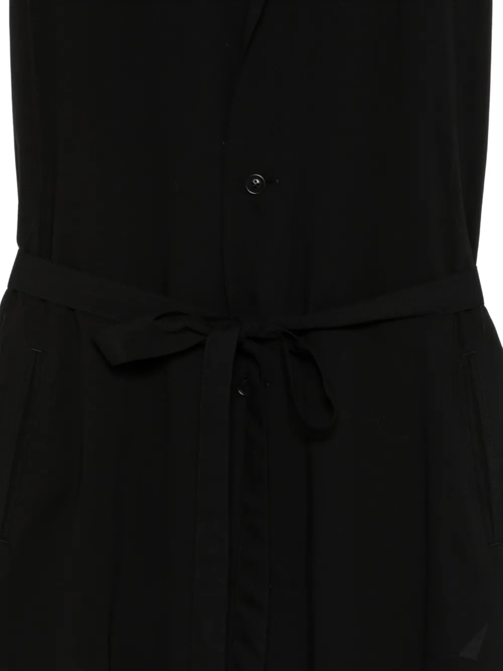 Y's Midi-jurk met gestrikte taille en kraag Zwart