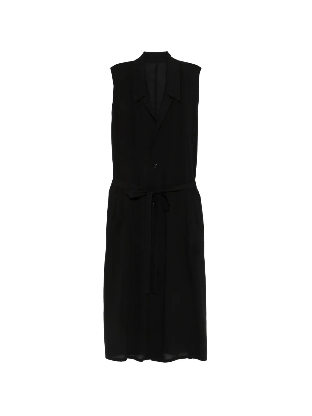Y's tie-waist collared midi dress - Black