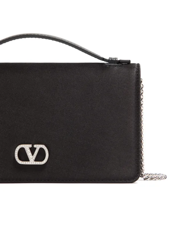 Valentino Garavani Vlogo Signature Chain Wallet In Satin With